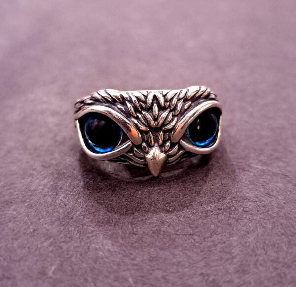 925 Sterling Silver Blue-Eyed Owl Ring
