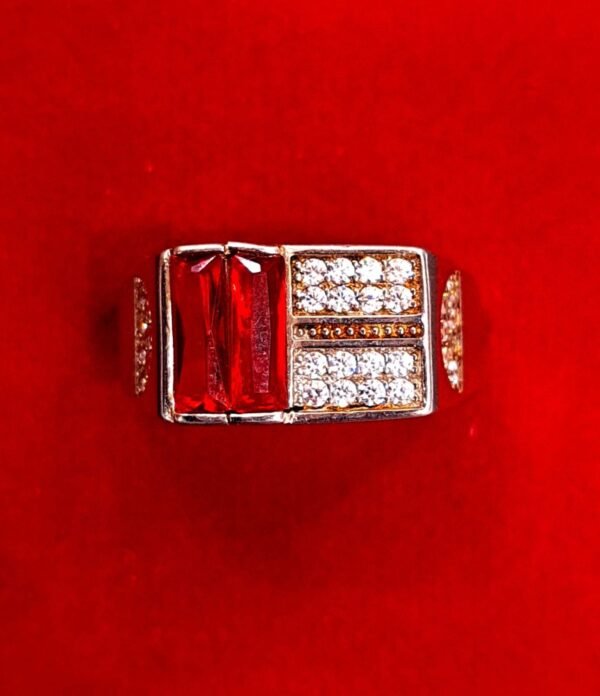 925 Sterling Silver Ring with Long Red Stones - Image 4