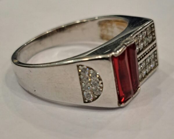 925 Sterling Silver Ring with Long Red Stones - Image 3