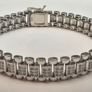 Silver Sterling 925 Cubic Zirconia Rolex Link Style Bracelet