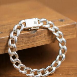 Sterling Silver 925 Hip Hop Chunky Link Bracelet