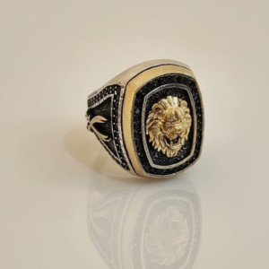 925 Sterling Sliver Golden Roar of Lion Ring