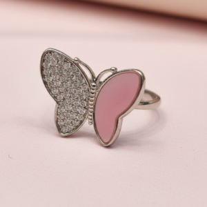 925 Sterling Silver Pink Stone Ring