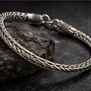 925 sterling silver oxidised rope chain bracelet